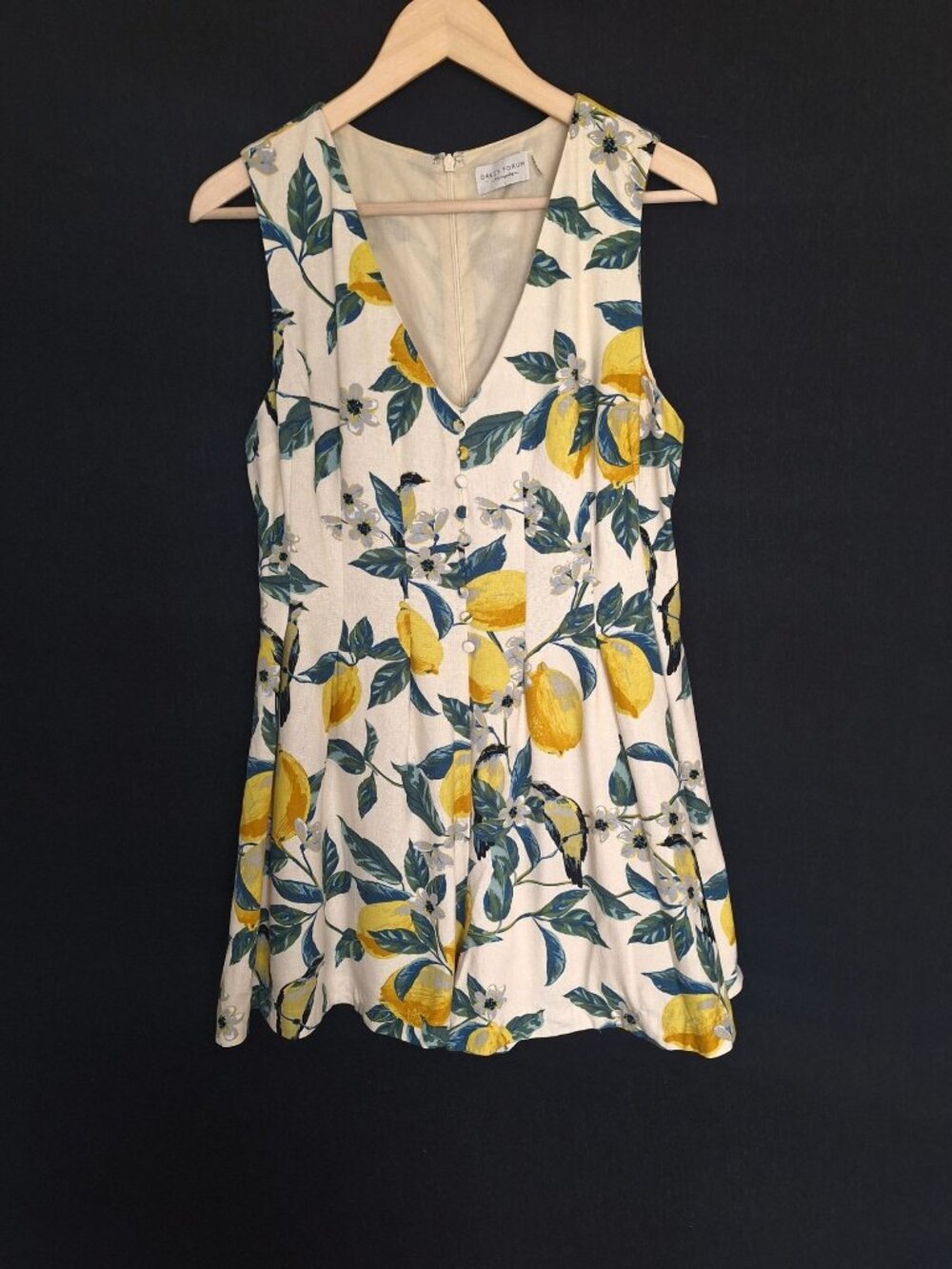 💙 Dress Forum Lemon Print Romper Sleeveless V Neck Size L Summer Citrus Print P